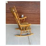 Vintage Wooden Rocking Chair with Turned Spindles