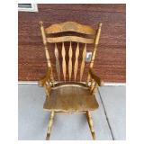 Vintage Wooden Rocking Chair with Turned Spindles
