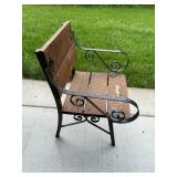 Outdoor Patio Set with Rustic Wooden Table and Iron Frame Chairs