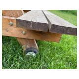 Used Wooden Picnic Table with Built-in Benches