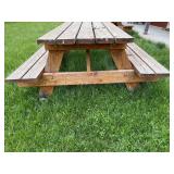 Used Wooden Picnic Table with Built-in Benches