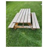 Large Wooden Picnic Table with Wheels