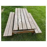 Large Wooden Picnic Table with Wheels