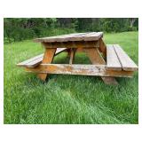 Large Wooden Picnic Table with Wheels