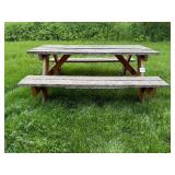 Large Wooden Picnic Table with Wheels