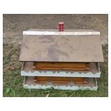 Decorative Wooden Birdhouse with Painted Roof and Chimney