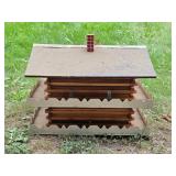 Decorative Wooden Birdhouse with Painted Roof and Chimney