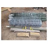Lot of Metal Fence Posts and Wire Roll Fencing