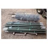Lot of Metal Fence Posts and Wire Roll Fencing