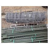 Lot of Metal Fence Posts and Wire Roll Fencing