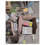 Assorted Garage Items and Tools Lot with Wooden Crates