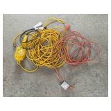 Lot of Extension Cords and Work Light Set