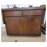 Sturdy Wooden Workshop Cabinet with Two Drawers and Shelving