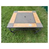 Square Metal Fire Pit with Tile Border 37" x 37"