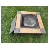 Square Metal Fire Pit with Tile Border 37" x 37"