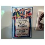 Collection of Quilting Themed Fridge Magnets and Bag Clips