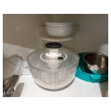 Set of Kitchenware: Glass Bowls, Ramekins, Salad Spinner, and BUNN Carafe
