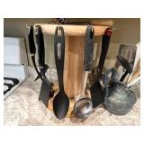 Spinning Kitchen Utensil Holder with Assorted Utensils and Ceramic Jug