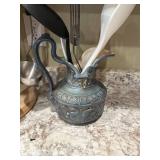 Spinning Kitchen Utensil Holder with Assorted Utensils and Ceramic Jug