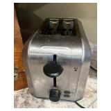 Wood Bread Box with Heart Motif and Metal Toaster Set