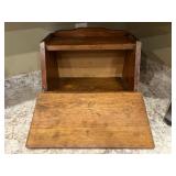 Wood Bread Box with Heart Motif and Metal Toaster Set