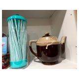 Assortment of Kitchenware and Home Items Including Teapot and Furio Home Jar