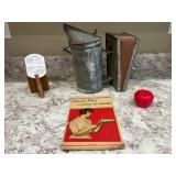 Vintage Baking Set: Good Pies Recipe Book and Old Metal Flour Sifter