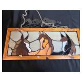 Decor Set: Stained Glass Horse Panel, Red Rooster Trivet, and Horse Lovers Sign
