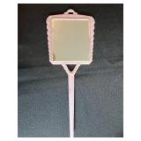 Vintage Hand Mirror, Glass Serving Tray & Floral Table Lamp