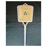 Vintage Hand Mirror, Glass Serving Tray & Floral Table Lamp