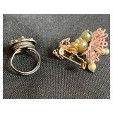 Assorted Vintage Jewelry Collection with Earrings, Pins, and Brooches