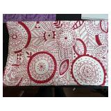 Collection of Quilting Fabrics, Calendar, Vintage Sewing Machine Figurine/Ornament, and Jar of Sewing Notions