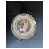 Collection of Quilting Fabrics, Calendar, Vintage Sewing Machine Figurine/Ornament, and Jar of Sewing Notions