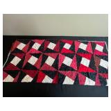 Collection of Quilting Fabrics, Calendar, Vintage Sewing Machine Figurine/Ornament, and Jar of Sewing Notions