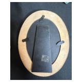 Collection of Decorative Items Including Frames and Iridescent Glass Bowl