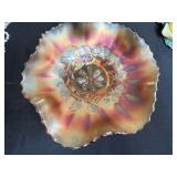 Collection of Decorative Items Including Frames and Iridescent Glass Bowl