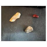 Collection of Decorative Items Including Frames and Iridescent Glass Bowl