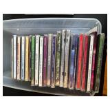 Collection of Music CDs in Plastic Storage Bins