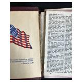 Religious Collection: Bibles, Angel Figurine, Cross, and Framed Embroidery