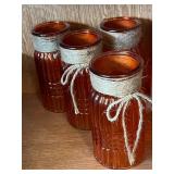 VTG Red Vases, Decorative Glassware and Copper Teapot Stamped Portugal