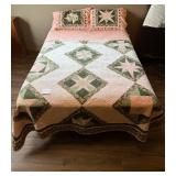 Full SZ Bed w/ Frame & Handcrafted Quilted Bedspread and Pillow Shams Set
