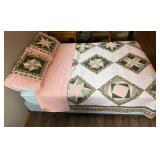 Full SZ Bed w/ Frame & Handcrafted Quilted Bedspread and Pillow Shams Set