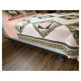 Full SZ Bed w/ Frame & Handcrafted Quilted Bedspread and Pillow Shams Set