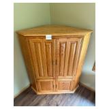Corner Oak Entertainment Center with TV Compartment