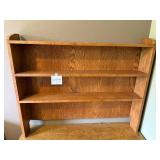 Vintage Wooden Desk with Hutch and Storage Shelf