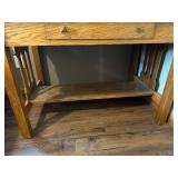 Vintage Wooden Desk with Hutch and Storage Shelf