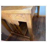 Vintage Wooden Desk with Hutch and Storage Shelf