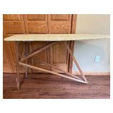 Vintage Wooden Folding Ironing Board with Floral Cover
