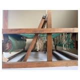 Vintage Handmade Wooden Table Loom with Green Yarn