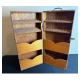 Vintage Wooden Spool Holder Cabinet with Shelves